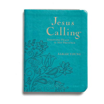 Jesus Calling Turquoise Leather Look, Deluxe Edition.  The #1 bestselling 365-day devotional, Jesus Calling is written as if Jesus Himself is speaking words of encouragement, comfort, and reassurance of His unending love directly to you.