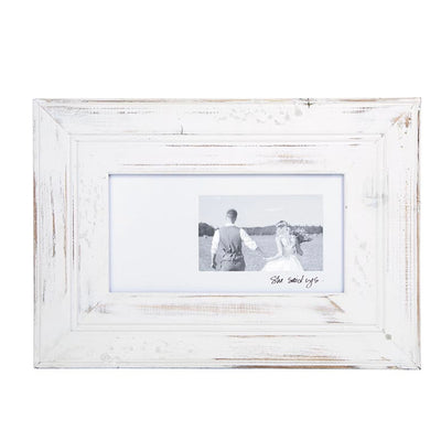 The “She said Yes” Picture Frame makes a statement in any room with our fresh Word Boards. This frame is the perfect compliment to any wall or book shelf. The frame holds 4" x 6" horizontal art print for displaying memories. It can be mounted flat against the wall.
