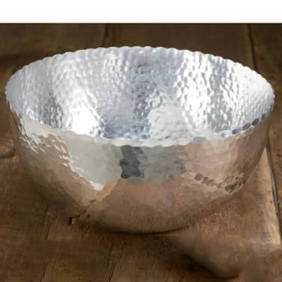 This Medium Hammered Aluminum Bowl is as versatile as it is beautiful! &nbsp;Great as a serving piece, or just an accent piece! &nbsp;Skip all the care of polishing! Food Safe. &nbsp;10.5” x 4.5”