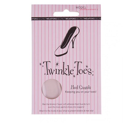Banish the blisters with Twinkle Toes heel guards from SECRET WEAPONS! Designed to shield your heels from the burning pain of closed-back shoes. These extra soft transparent gel heel guards super comfy and not only stop your shoes from slipping, but they also prevent those nasty blisters.