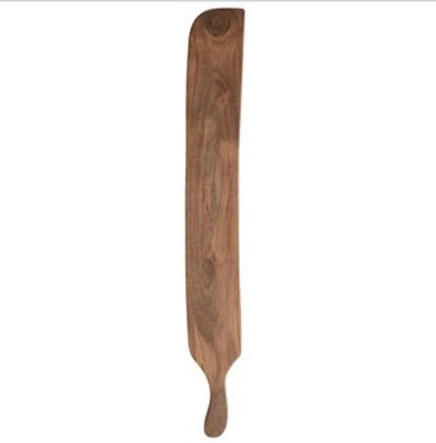 Our Narrow Wood Cheese Board made of Acacia creates a stylish presentation for your next party!  This board is perfectly sized to use for individual place settings, or use multiples to displays an array of tapas or charcuterie in classic style!  The natural variations make each board unique!    Measures 19.75”L x 2.5”W  To maintain the quality of this board, it is recommended to hand wash only.  