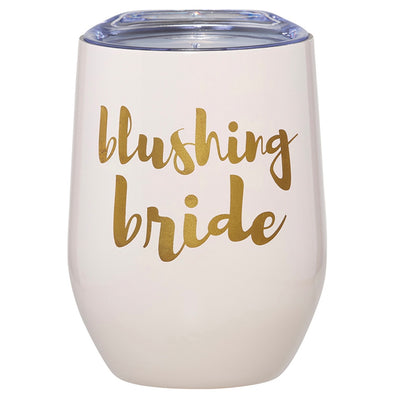The Blushing Bride 12 oz Wine Tumblr is great for a drink in style! With these stainless steel tumblers, keep your favorite beverages hot or cold! The make for the perfect gift for a bride-to-be!