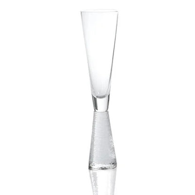 The Hammered Clear Champagne Flute is sure to make a statement at your next dinner party or gathering with it’s modern look. It's chunky stem makes drinking your beverage an experience.This glass is mouth blown with gently curving walls and a weighty hammered base, this champagne flute is perfect for special occasions, and makes an ideal gift.