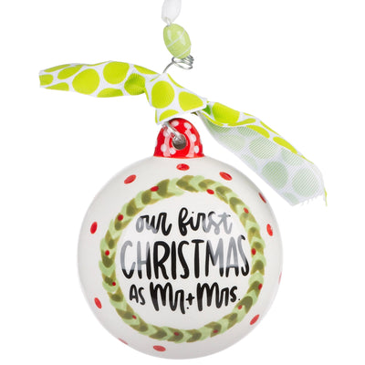 The Merry & Married Ornament is the perfect gift or purchase for anyone who has just been married. The first Christmas of a marriage is something special to remember forever. Oh how merry it is to be married. Honor your first Christmas as Mr. and Mrs. with this fun Christmas ornament. The wreath, polka dot pattern detail and hand-lettered script makes this a perfect and timeless keepsake for newlyweds.
