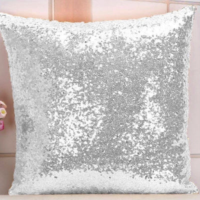 This Large Sequin Pillow in Silver will make a bold statement for a beautiful room!  The decorative fabric is covered with shiny 3mm round sequins. Glitzy enough for any diva! The case has a hidden zipper for easy access to the included insert. Size: 24x24.