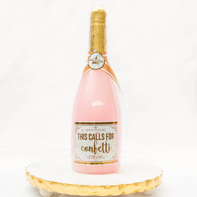 The “This Calls For Confetti” 34 oz Bellini Bubble Bath is the perfect bottle of bubbly to soak in at night! The gorgeous, champagne-themed bottle contains 34 oz of pink bubble bath that is scented to smell like a Bellini cocktail. Simply pour desired amount into warm water for a relaxing fragrant time.