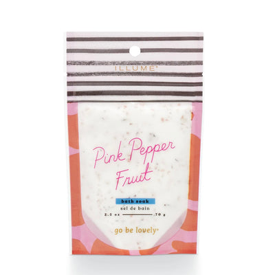 Transform bath-time into a relaxing experience with the Pink Pepper Fruit Bath Soak! A blissed out romance of tropical fruit, pink pepper, and vivacious rose. Relax and refresh with bath soaks lovely enough to leave out on the counter. Rose botanicals mixed with bath soak to transform your bath routine to a spa like escape.  * Product Size 3.125" x 1" x 5"