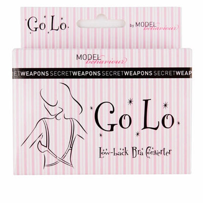 Our Go Lo Bra Converter is the solution for Low Backs Dresses!  Our Low Back Bra Converter instantly converts any back-closure bra.  Perfect for use underneath low-back tops and dresses. Connect to your bra strap’s hook-and-eye, and wrap around the front to create a low-back design.