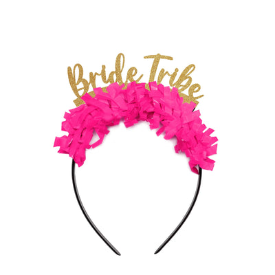Your bachelorette squad will look adorable wearing these Pink Bride Tribe Headbands at the bachelorette party. Party crowns are the easiest way to make an outfit extra festive for any special event. The plastic headbands are black and flexible, and fit almost every head.