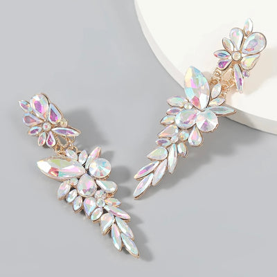These Iridescent Rhinestone Statement Earrings are the perfect finishing touch to any outfit. They are a total show-stopper!