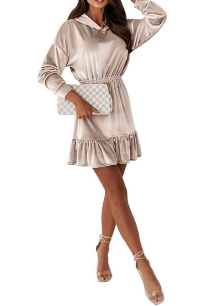 Gold Velvet Hood Mini Dress – URBAN ALTERED