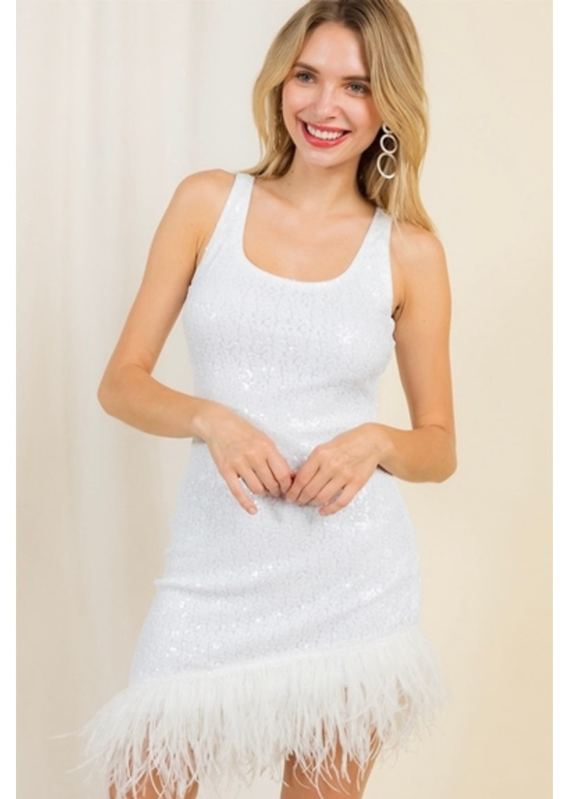 White Sequin Mini Dress URBAN ALTERED White Sequin Mini Dress URBAN ALTERED