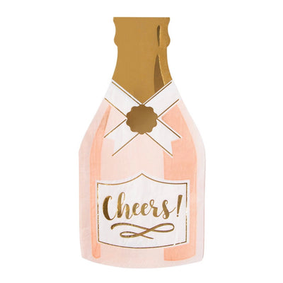 The Champagne Cheers Bottle Party Napkins are great for celebrating engagements or adding a little style to any wedding festivities! These napkins feature a pink and gold wine bottle with "Cheers" in gold text! 