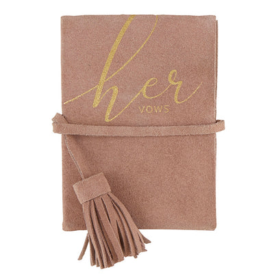The “Her Vows” Light Pink Suede Notebook is the perfect way to Say "I Do". These little notebooks feature gold foil detailing that creates a classic look. With plenty of pages to write and treasure them for years to come.