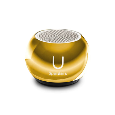 U Speaker-Mini Gold Mirror Speaker. The perfect combination between a stationed speaker and one that can go with you everywhere! This miniature speaker is not only stylish but delivers exceptional sound, it has a selfie remote control function to capture your photos on your smart phone camera and magnetic base for convenient placement.