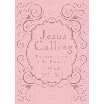 The Jesus Calling Pink Gift Book by Sarah Young's is now a modern classic.  The designer pink leathersoft edition with engraved intricate swirls motif is beautiful. Experience her unique heartfelt and uplifting devotions, and be inspired by the inherent challenge in her honest writings. 400 page gift book edition; with presentation page and ribbon bookmark; 4.25" x 6.5"; an inspiring gift