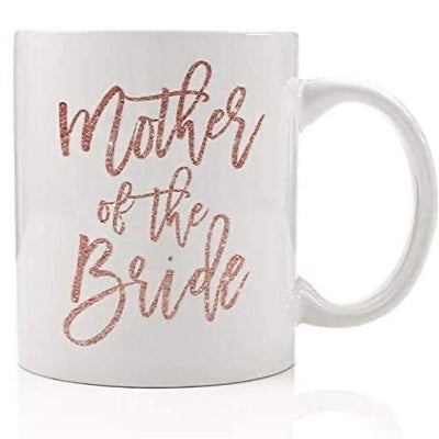 Show mom appreciation with the “Mother of the Bride” Mug! So fun with pink glitter print!