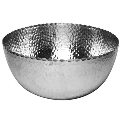 This Large Hammered Aluminum Bowl is as versatile as it is beautiful!  Skip all the care of polishing silver, and just enjoy! Great for icing champagne bottles, serving salads, or just an accent piece.  Food Safe.  14”x 7.3”