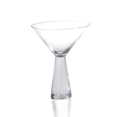 The Hammered Clear Martini Glass is a stylized modern stem martini glass that provides the perfect pour for your entertaining needs! You will love their conical hammered base and unique shape. This statement making chunky stem makes drinking your beverage an experience. A must-have for any occasion! 