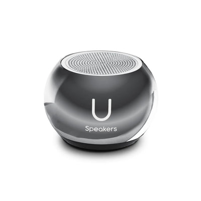 U Speaker-Mini Hematite Mirror Speaker. The perfect combination between a stationed speaker and one that can go with you everywhere! This miniature speaker is not only stylish but delivers exceptional sound, it has a selfie remote control function to capture your photos on your smart phone camera and magnetic base for convenient placement.