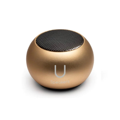The U Speaker-Mini Matte Gold Speaker is the perfect combination between a stationed speaker and one that can go with you everywhere! This miniature speaker is not only stylish but delivers exceptional sound, it has a selfie remote control function to capture your photos on your smart phone camera and magnetic base for convenient placement.