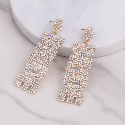 The Rhinestone Bride Earrings feature gorgeous rhinestone detailing that are sure to make you glow at your bachelorette party or bridal shower.  Paired with the perfect dress, these earrings will have all eyes on you!